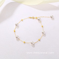 Elegant Jewelry 18K real Gold Natural Pearl Bracelet